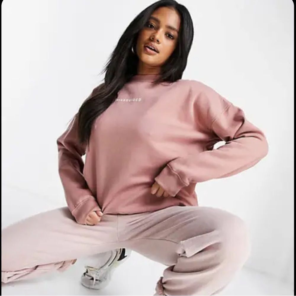 Missguided Oversized crew neck PINK sweatshirt size S